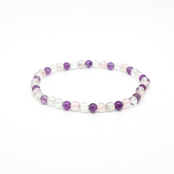 Jolis Baumes -- Bracelet attrape rêve améthyste, cristal et quartz
